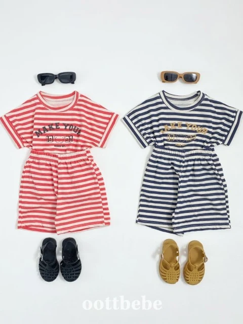 Summer Stripe Top Bottom Set