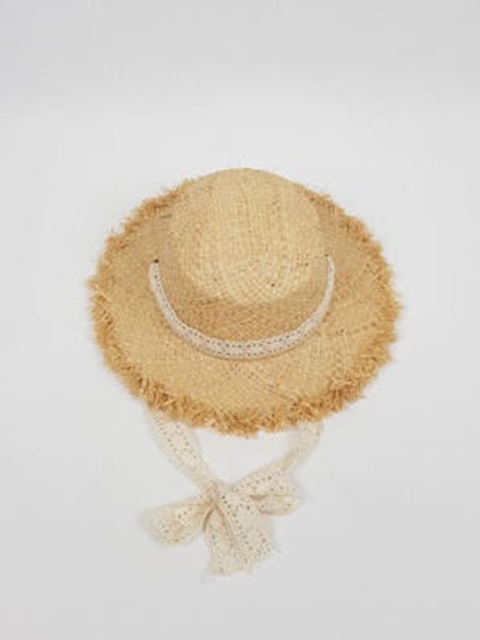 Lace Angled Raffia Hat