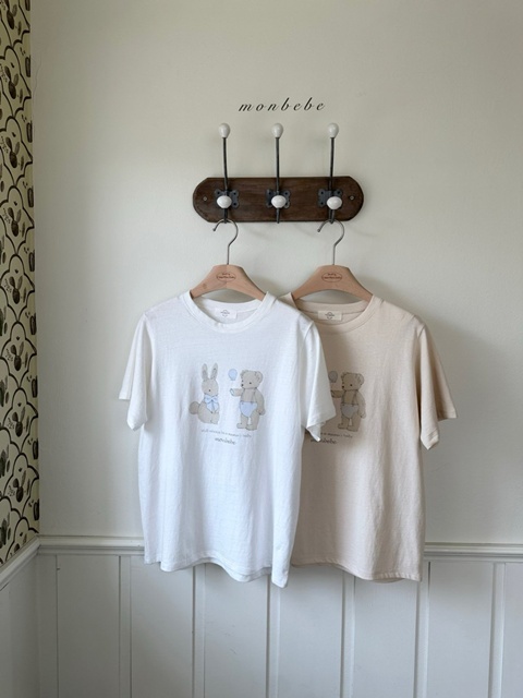 Rabbit Bear Print Tee Mom