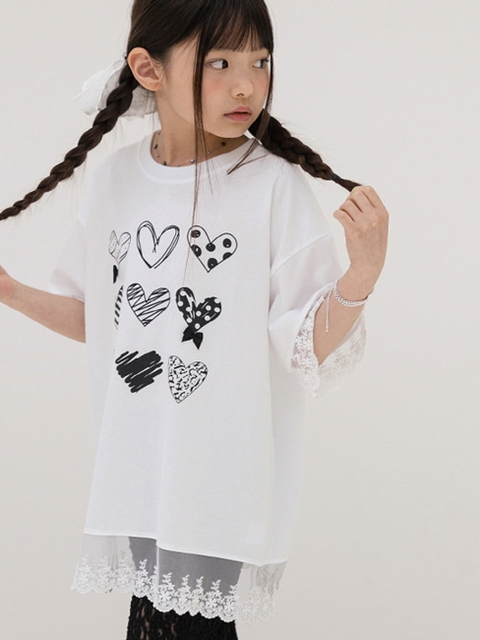 Lace Heart Long Tee Lace Heart Long Tee