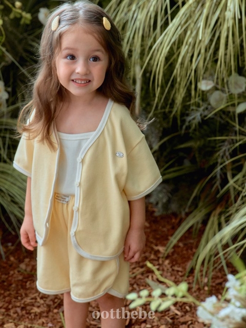 Petite Waffle 3-Piece Set (Cardigan + Sleeveless + Pants) Petite Waffle 3-Piece Set (Cardigan + Sleeveless + Pants)