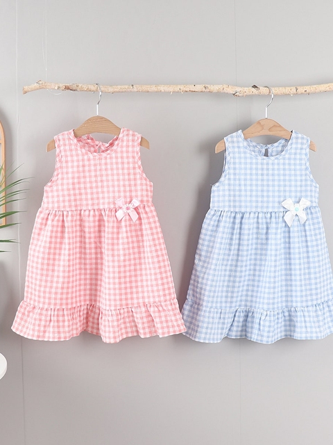 Seersucker Check Sleeveless One-piece
