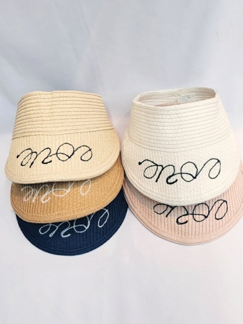 Embroidered Straw Sun Cap
