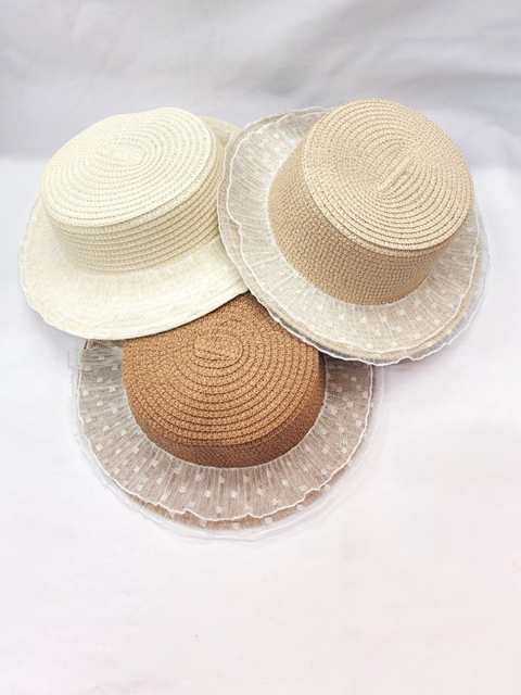 Mesh Lace Straw Bucket Hat