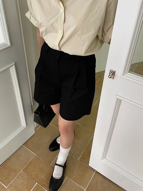 Cotton Twill Pintuck Shorts Cotton Twill Pintuck Shorts