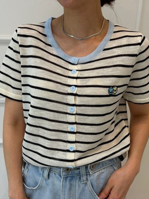 Smile Stripe Knit Cardigan