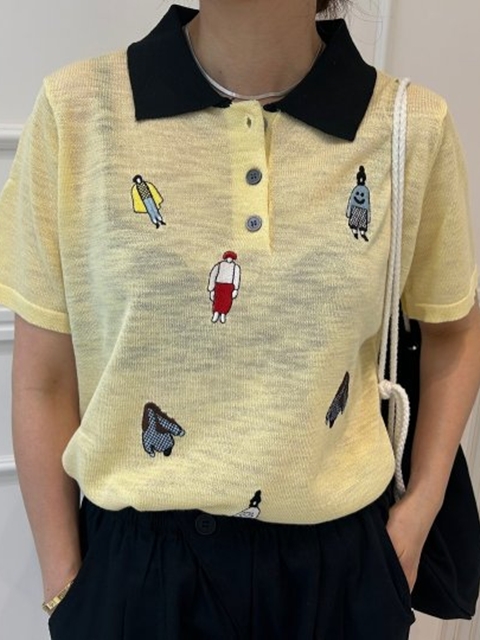 Shasha Collar Short Sleeve Knit