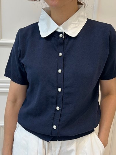 Pearl Collar Knit Cardigan