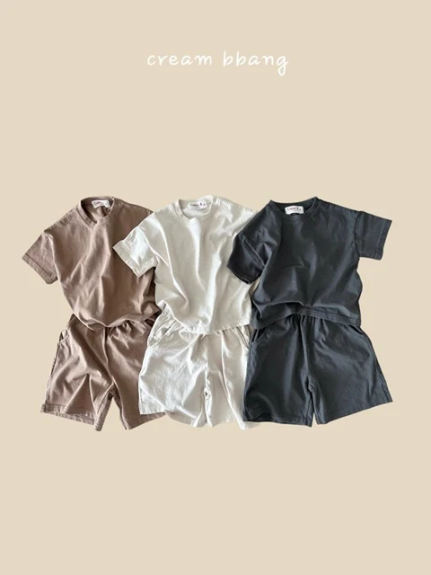 Simple Cotton Short Sleeve Set