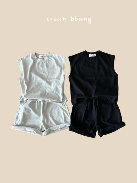 Simple Cotton Sleeveless Set