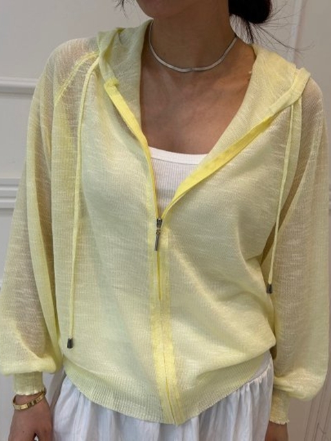 Slub Hoodie Knit Cardigan