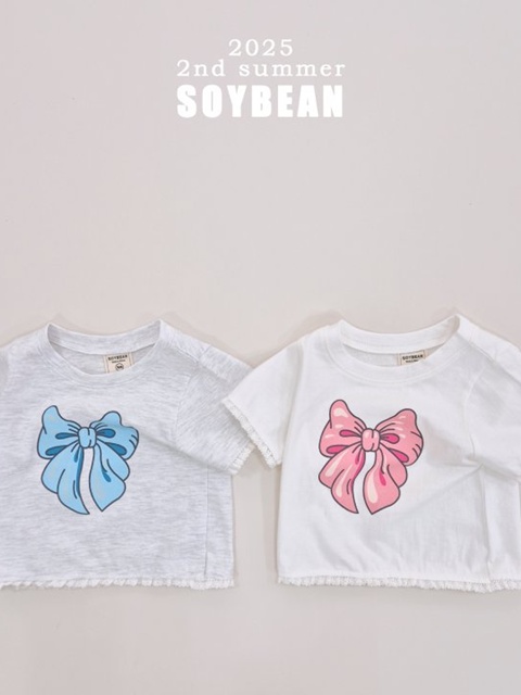 Ribbon Frill Semi-Crop Short-Sleeve Tee