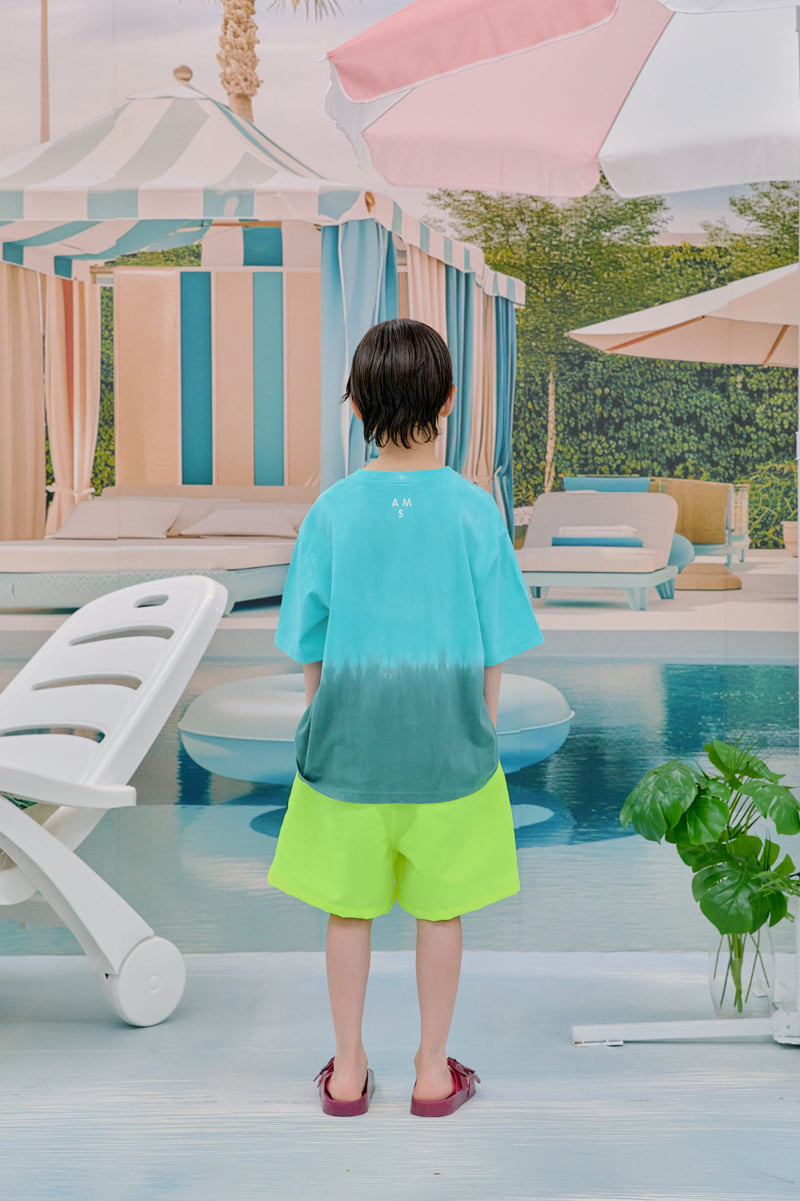A-Market - Korean Children Fashion - #kidsshorts - Green Water Short-Sleeve Tee - 12