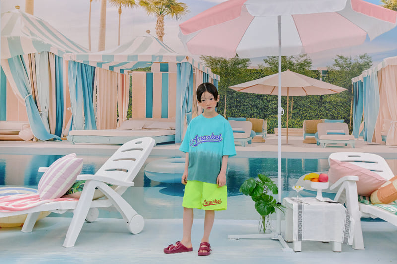 A-Market - Korean Children Fashion - #stylishchildhood - Green Water Short-Sleeve Tee - 6