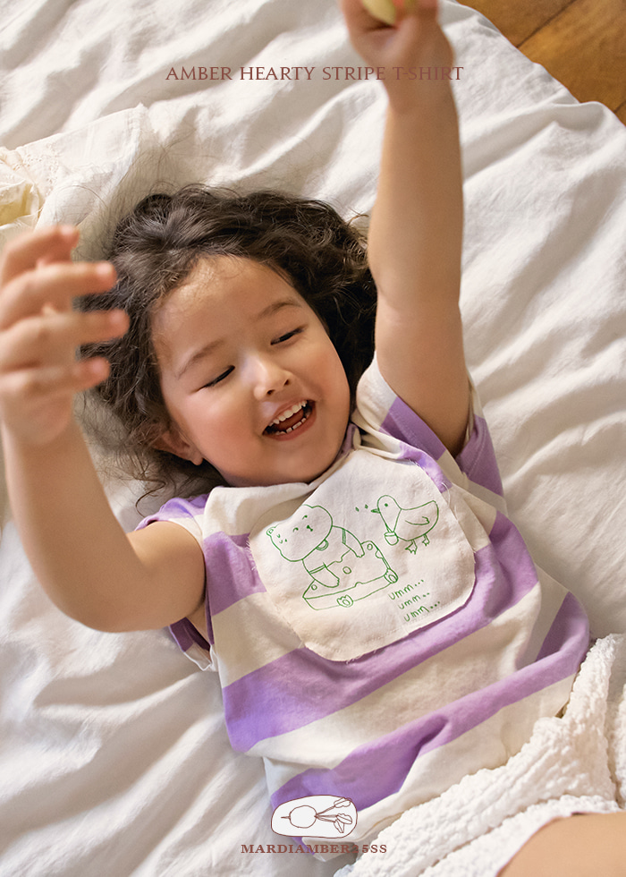 Amber - Korean Children Fashion - #prettylittlegirls - Hearty Stripe Tee - 2