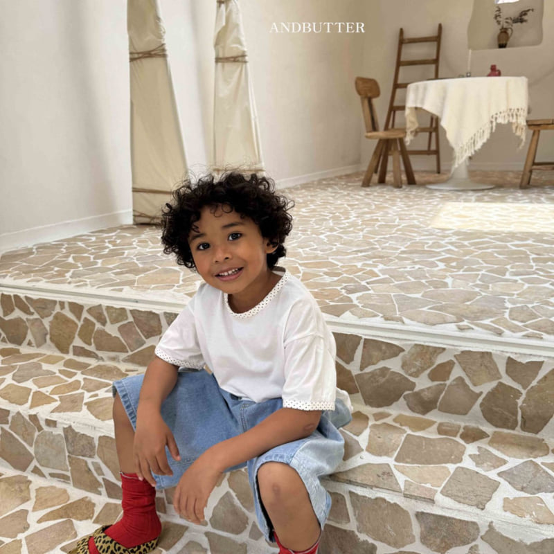 Andbutter - Korean Children Fashion - #kidsshorts - Dot Contrast Tee - 6