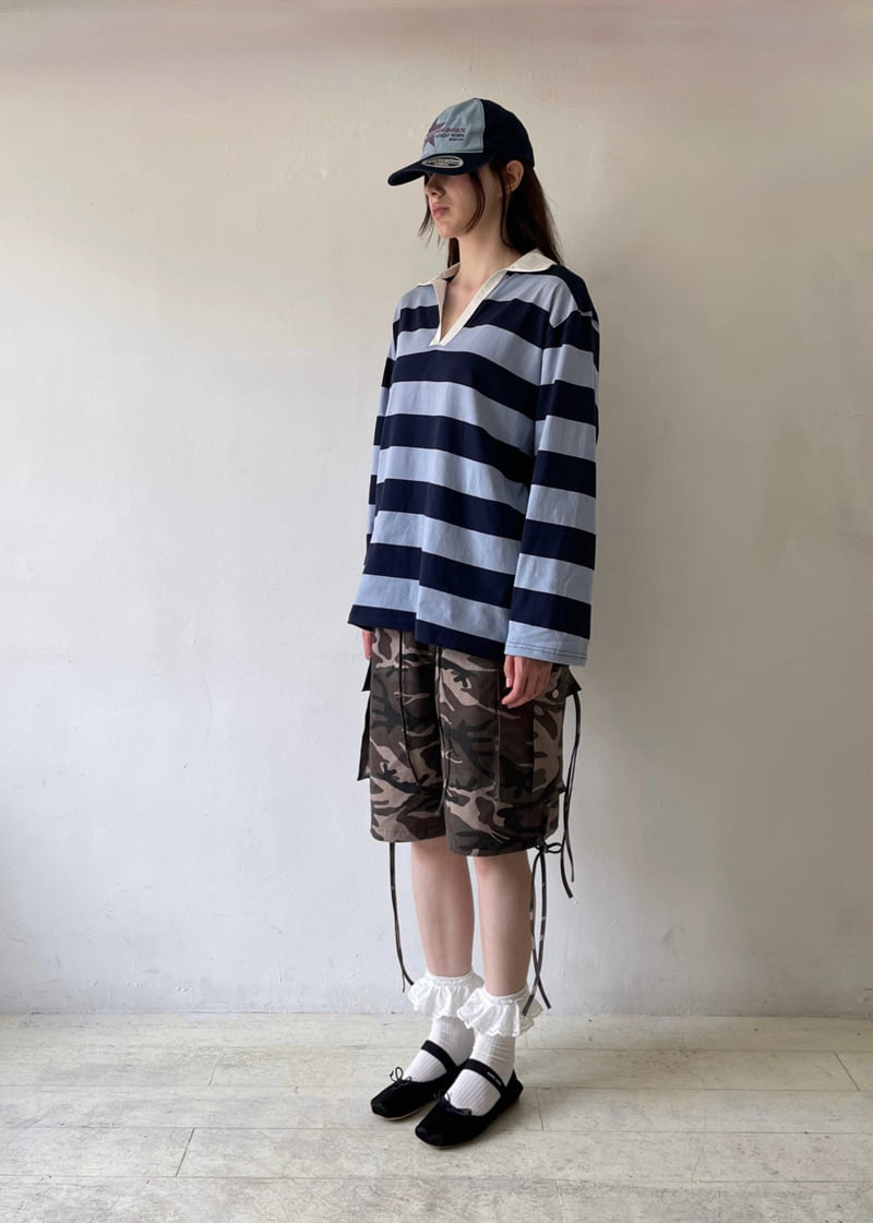 Another Avenue - Korean Women Fashion - #momslook - Flat Stripe Collar Tee - 11