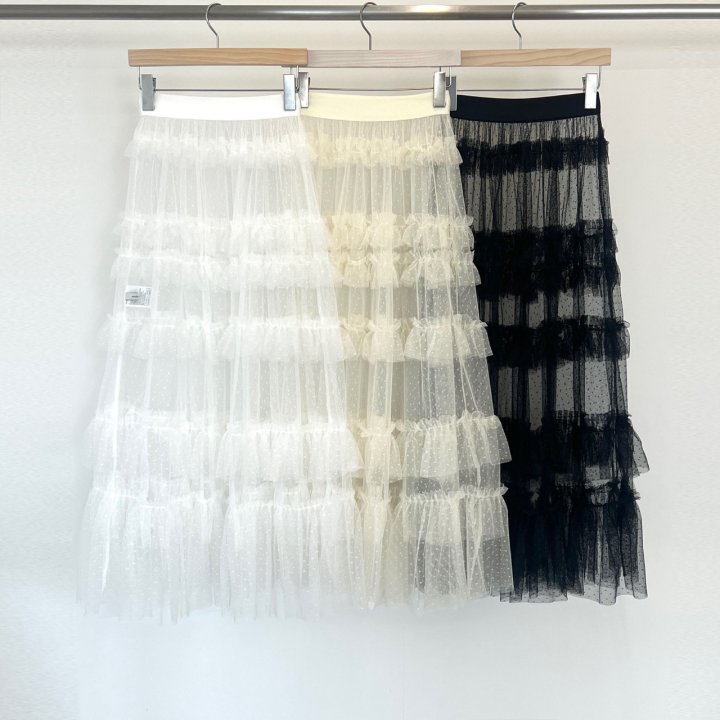 Another Avenue - Korean Women Fashion - #momslook - Dot Mesh Skirt