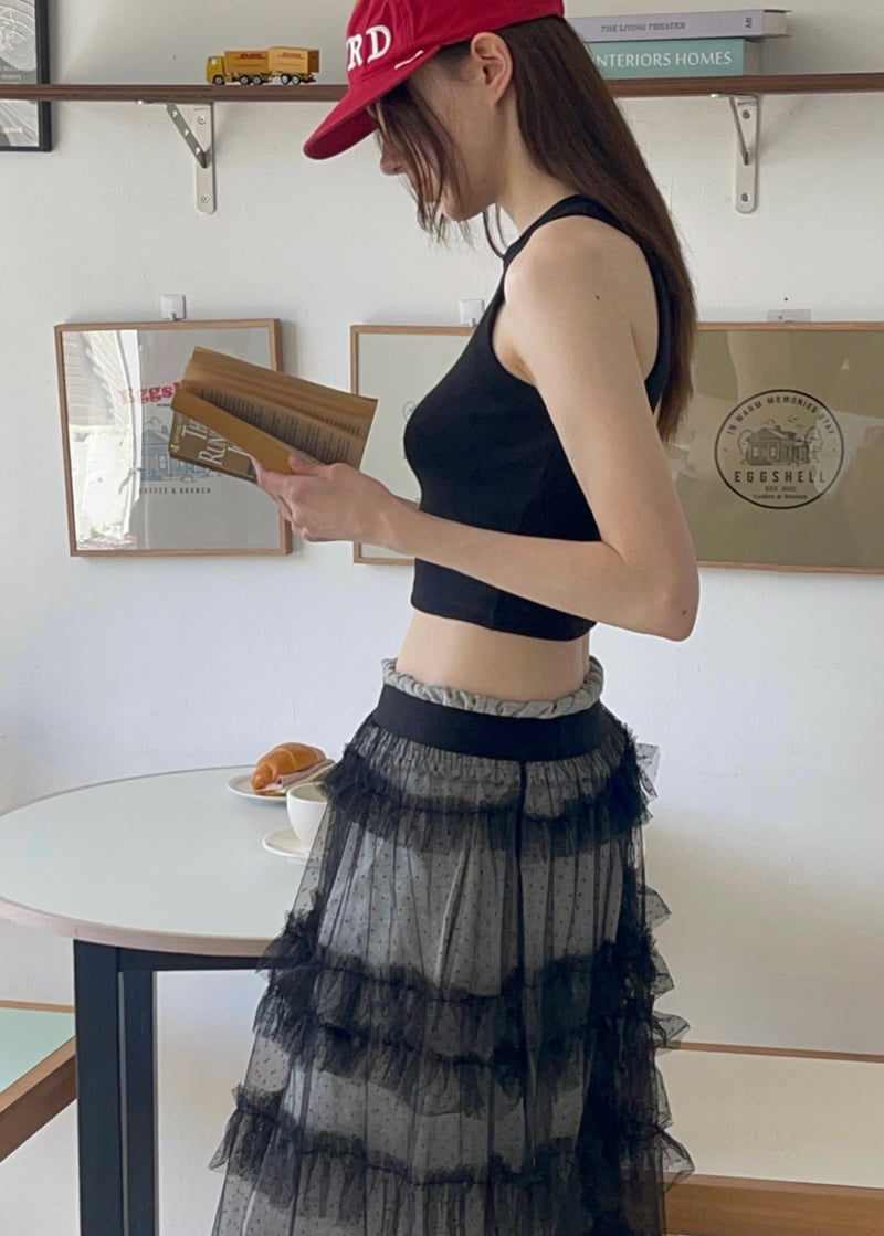 Another Avenue - Korean Women Fashion - #momslook - Dot Mesh Skirt - 11
