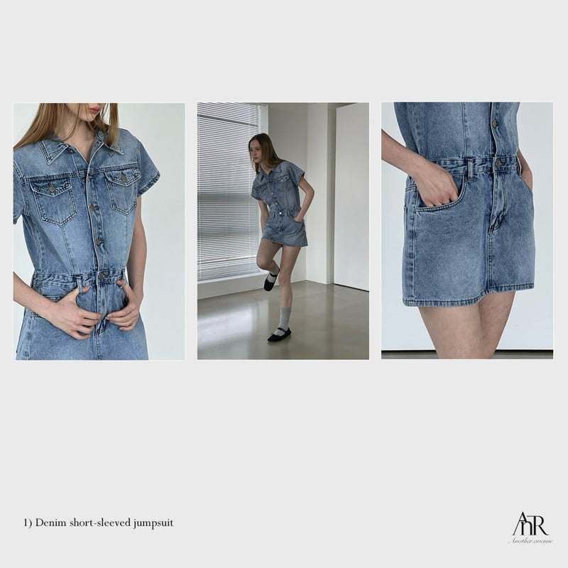 Another Avenue - Korean Women Fashion - #shopsmall - Denim Short-Sleeve Jumpsuit - 8