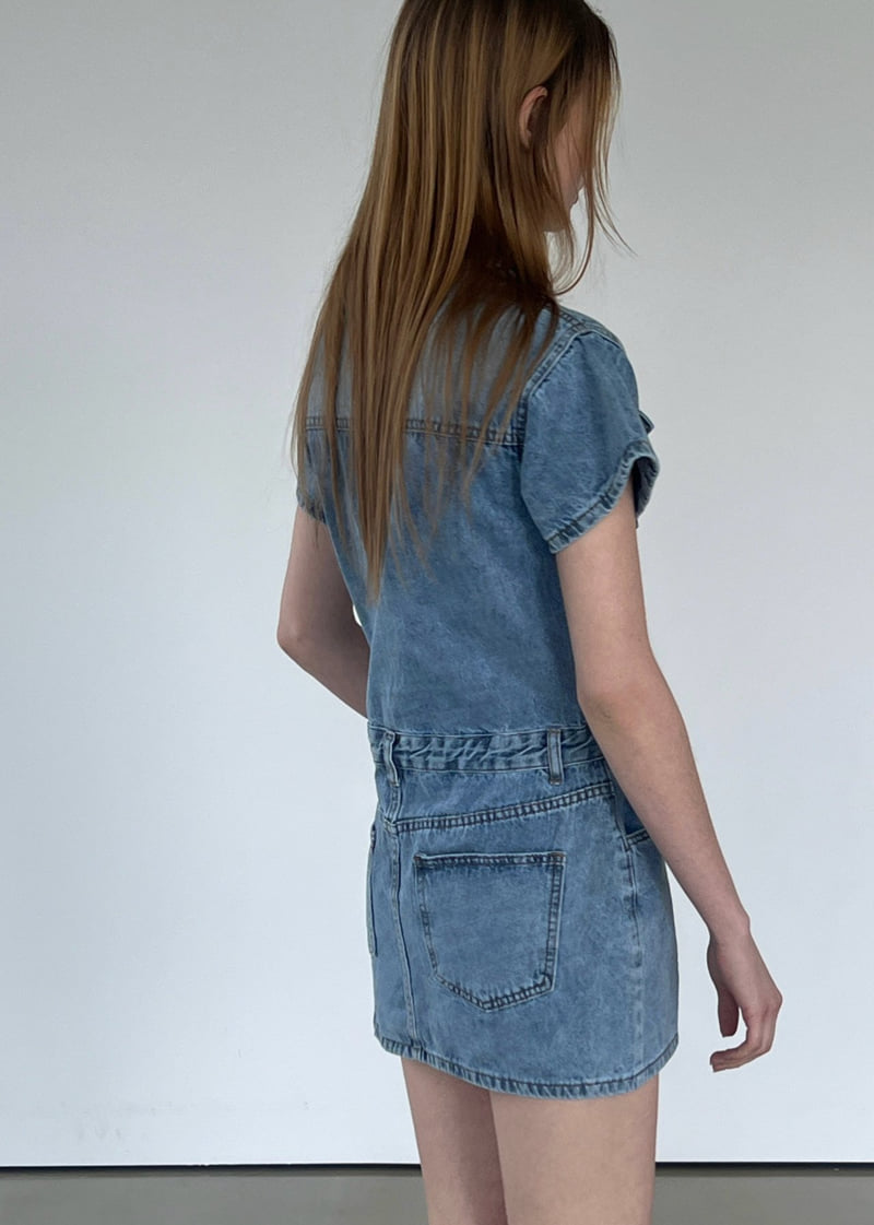 Another Avenue - Korean Women Fashion - #thelittlethings - Denim Short-Sleeve Jumpsuit - 10