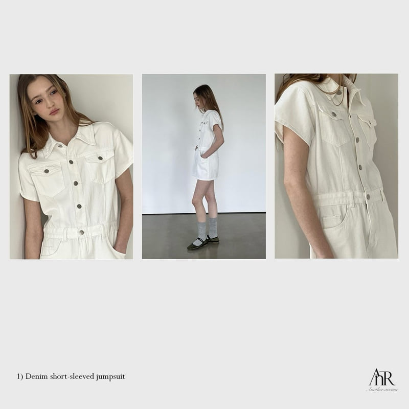 Another Avenue - Korean Women Fashion - #vintageinspired - Denim Short-Sleeve Jumpsuit - 4