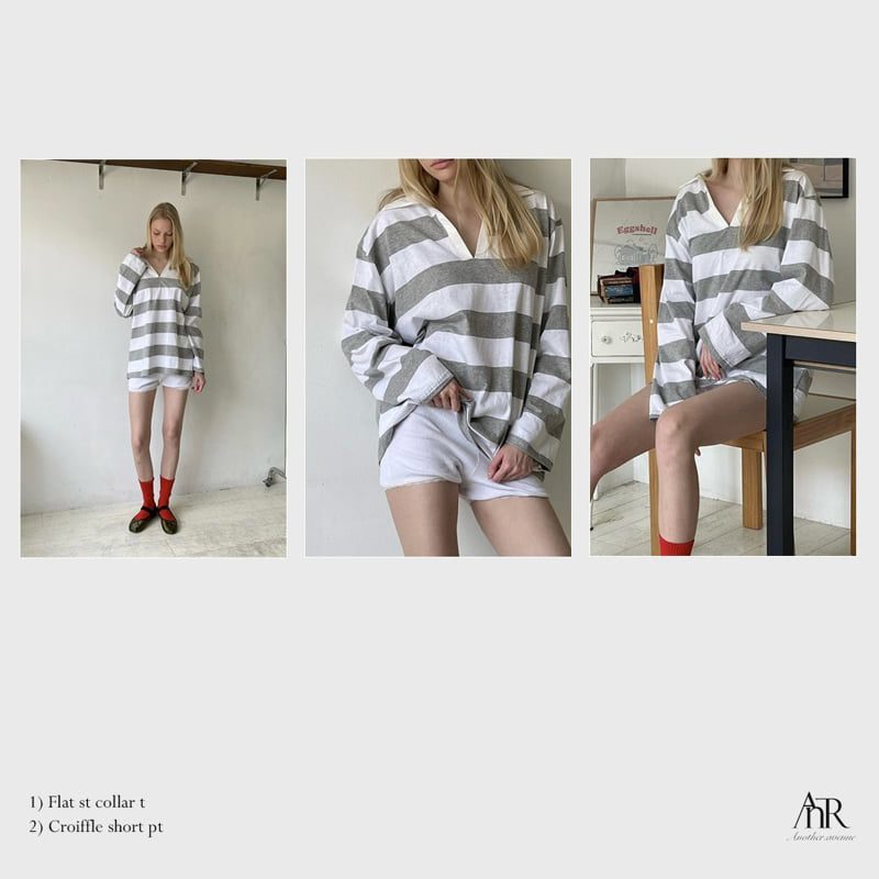 Another Avenue - Korean Women Fashion - #womensfashion - Flat Stripe Collar Tee - 12