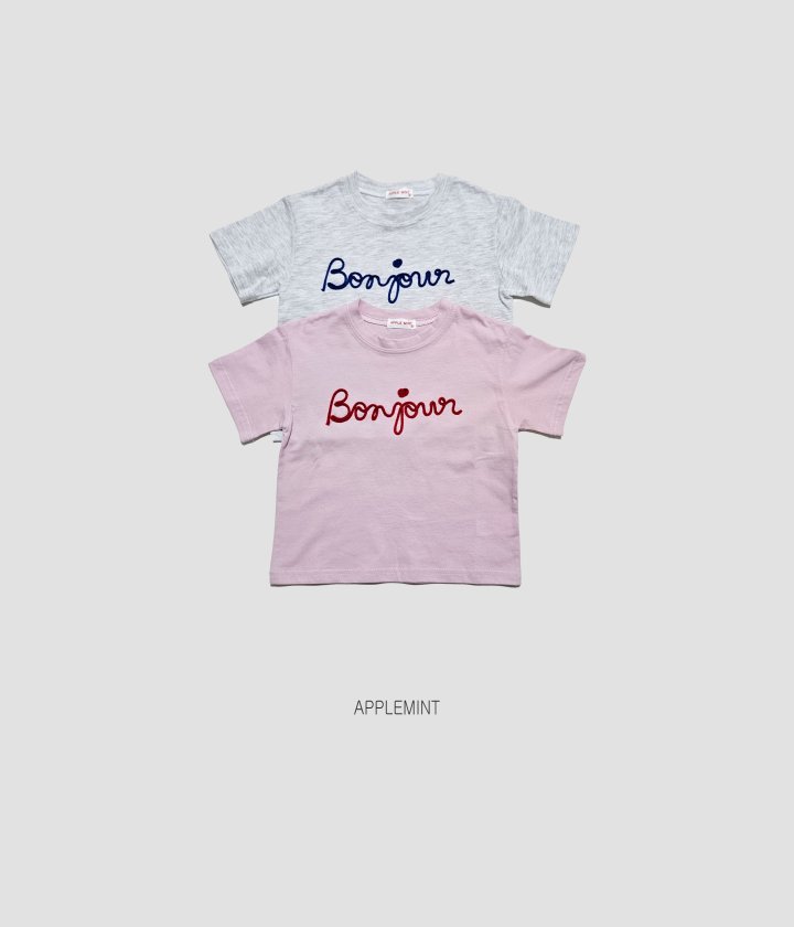 Applemint - Korean Children Fashion - #childrensboutique - Bonjour Embroidered Tee