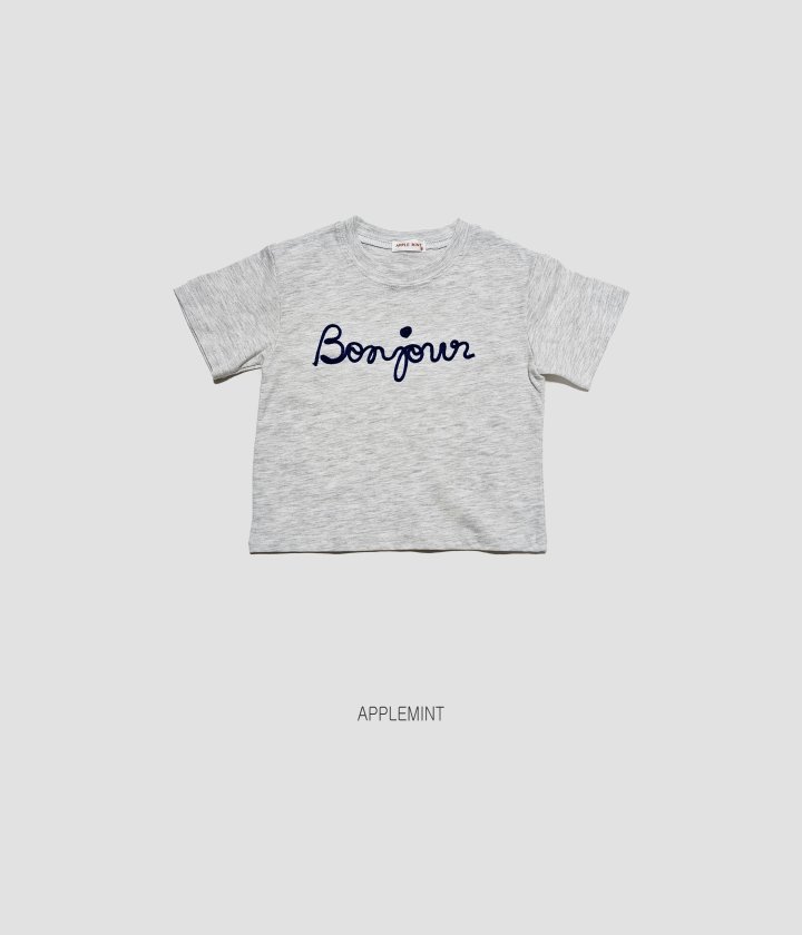 Applemint - Korean Children Fashion - #discoveringself - Bonjour Embroidered Tee - 4