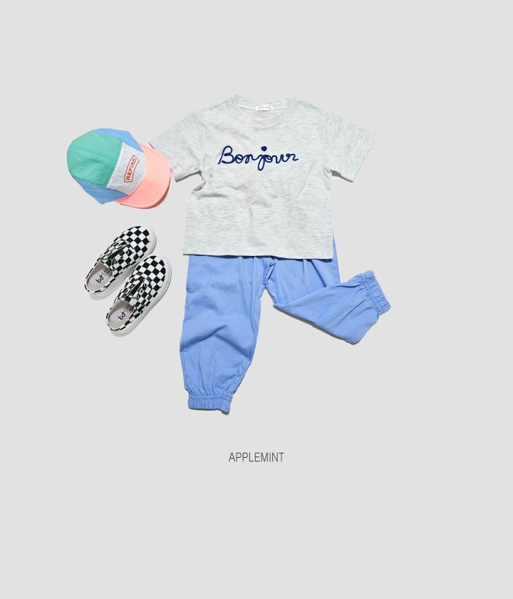 Applemint - Korean Children Fashion - #kidsstore - Bonjour Embroidered Tee - 6