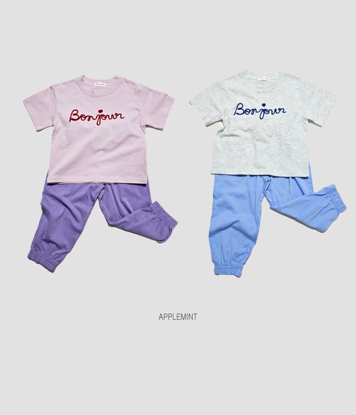 Applemint - Korean Children Fashion - #kidzfashiontrend - Bonjour Embroidered Tee - 7