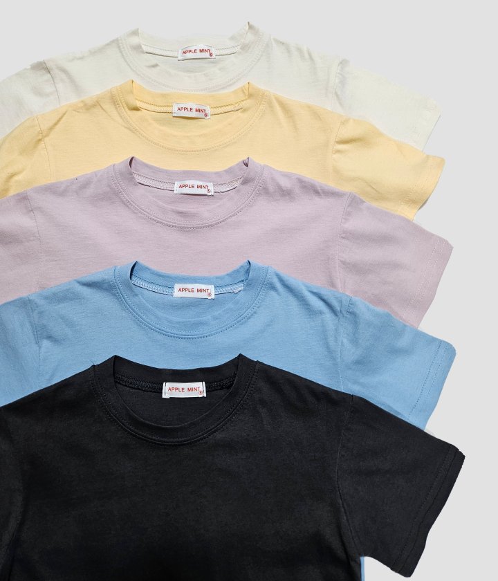 Applemint - Korean Children Fashion - #kidzfashiontrend - Solid Short Sleeve Tee