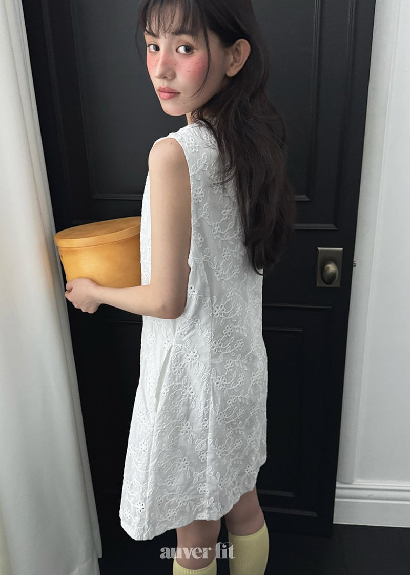 Auver_Fit - Korean Women Fashion - #thelittlethings - Ribbon Punched Sleeveless Dress - 4