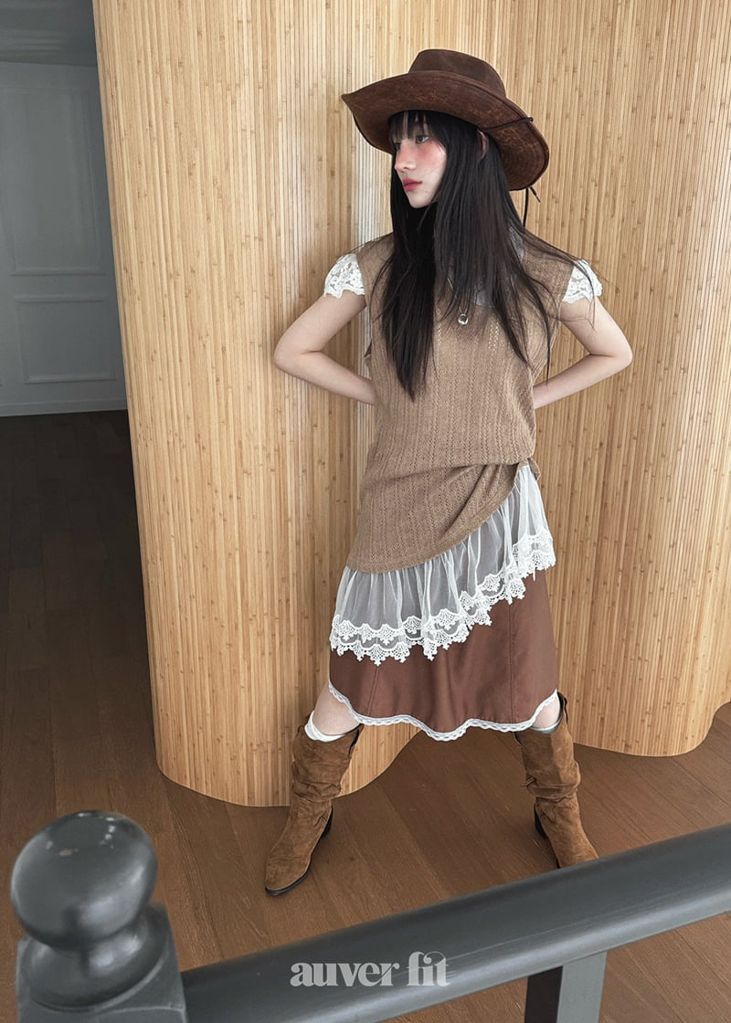 Auver_Fit - Korean Women Fashion - #momslook - Eyelet Knit Sleeveless - 7
