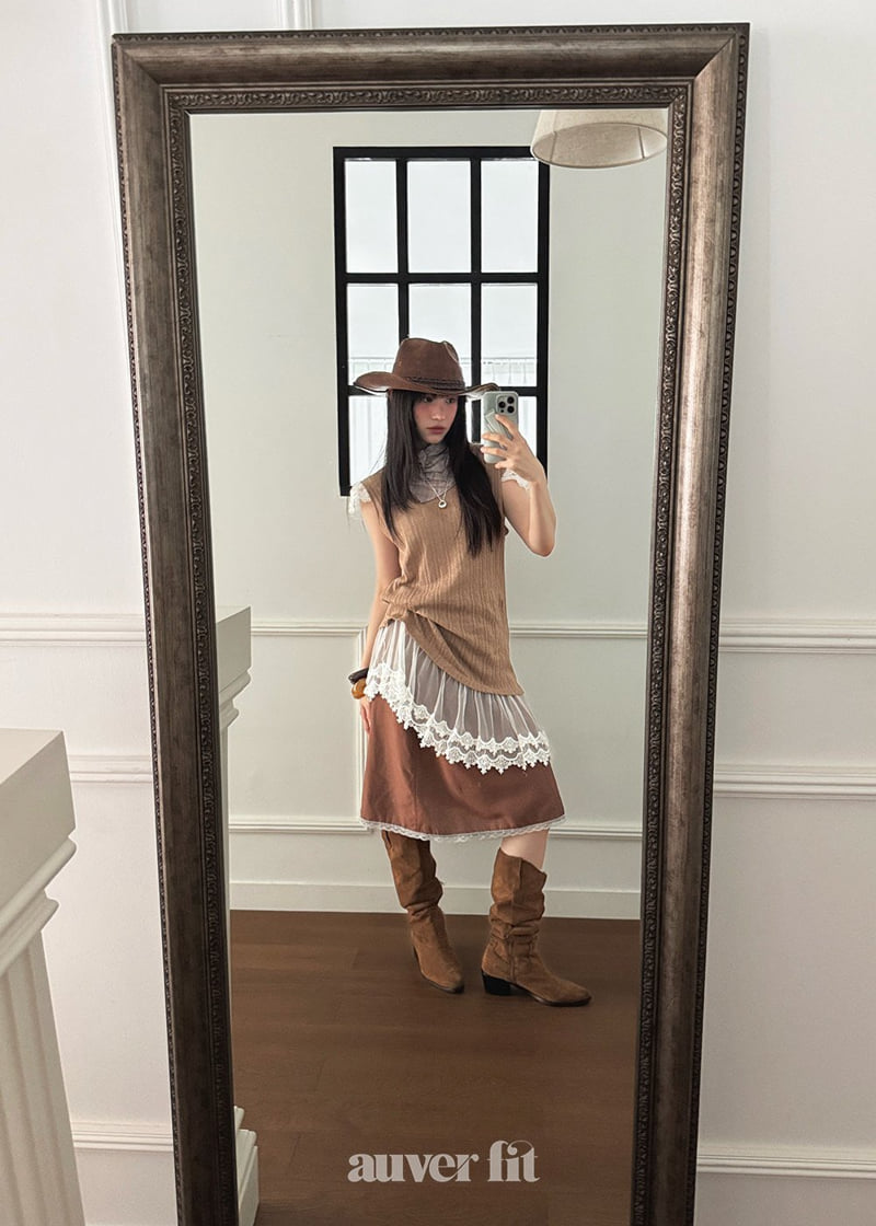 Auver_Fit - Korean Women Fashion - #momslook - Eyelet Knit Sleeveless - 9