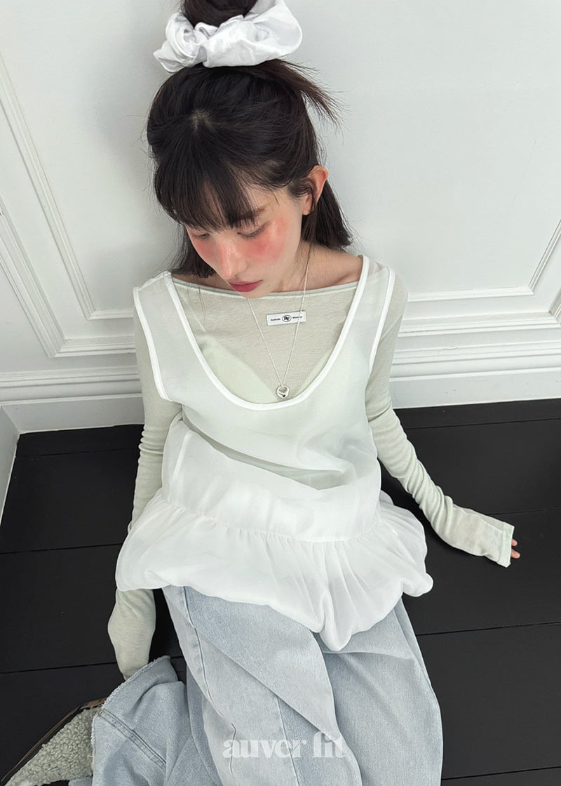 Auver_Fit - Korean Women Fashion - #momslook - Sheer Boat Neck Tee - 10
