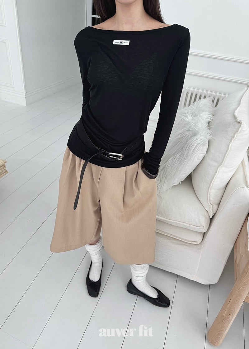 Auver_Fit - Korean Women Fashion - #womensfashion - Sheer Boat Neck Tee - 4
