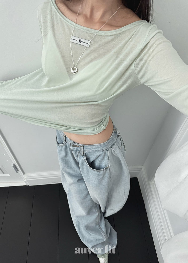 Auver_Fit - Korean Women Fashion - #momslook - Sheer Boat Neck Tee - 8