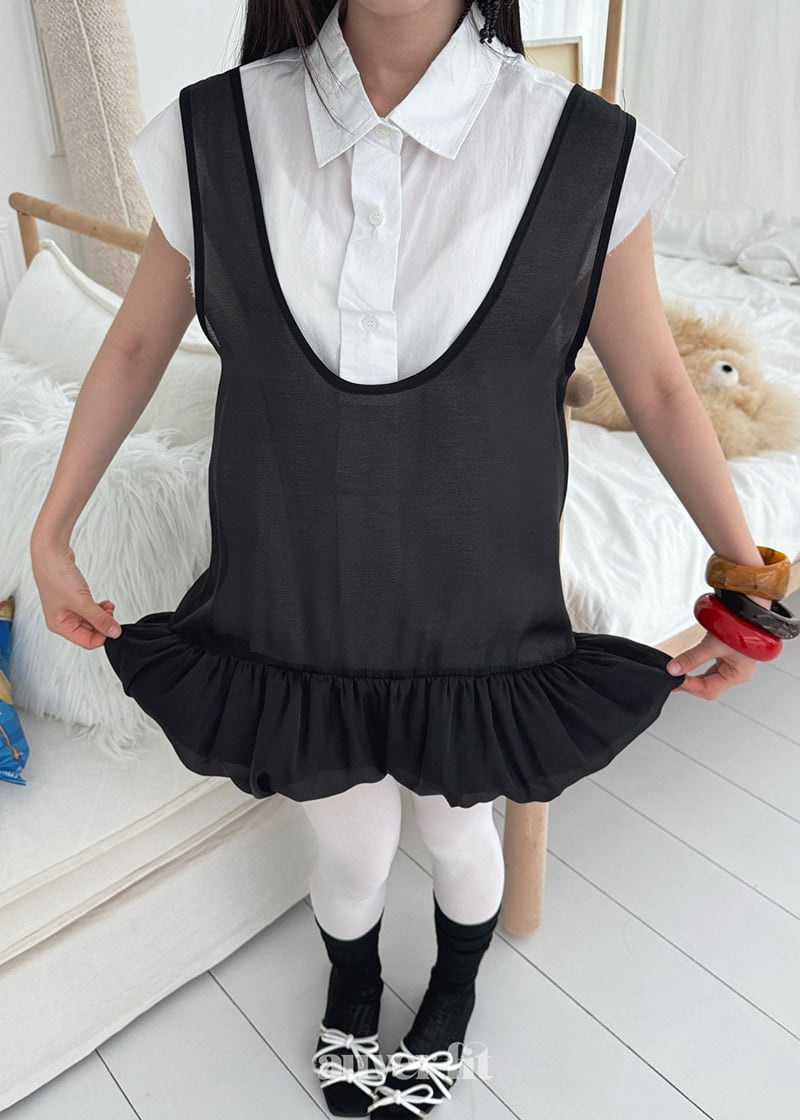 Auver_Fit - Korean Women Fashion - #momslook - Organza Balloon Shawl Dress - 11