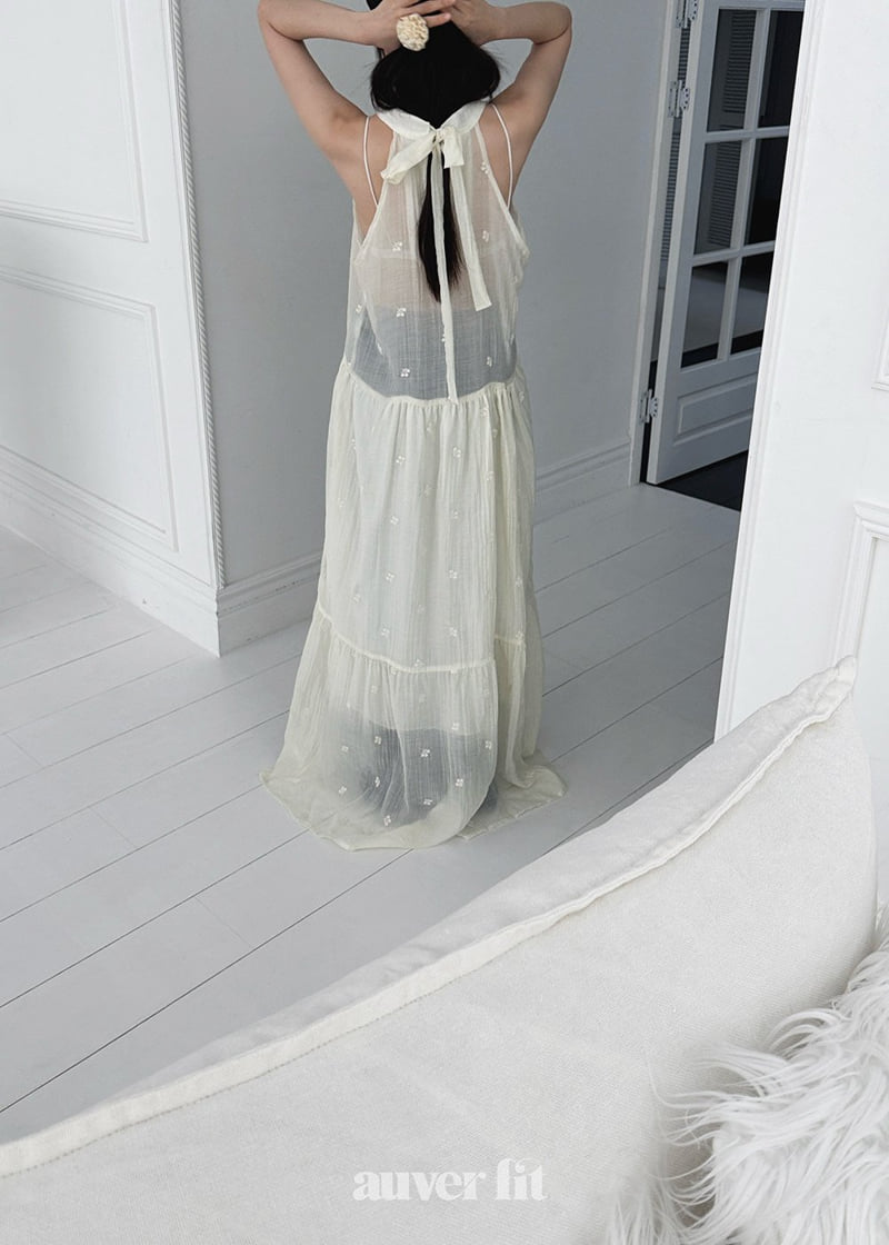 Auver_Fit - Korean Women Fashion - #womensfashion - Rose Halter Long Dress - 4