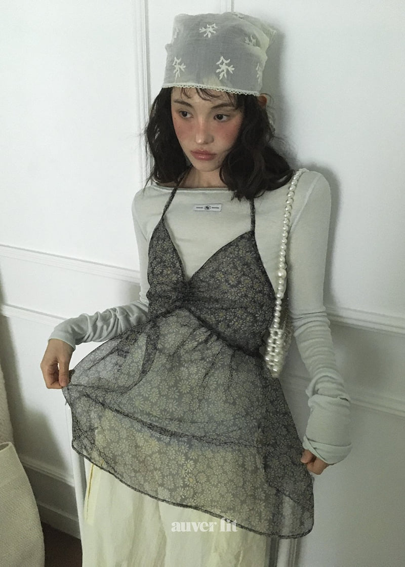 Auver_Fit - Korean Women Fashion - #momslook - Daisy Ribbon Sleeveless