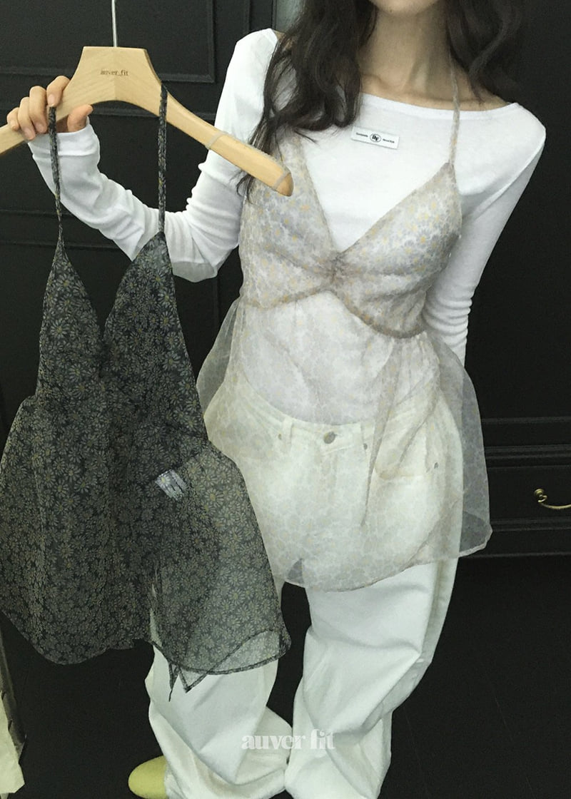 Auver_Fit - Korean Women Fashion - #momslook - Daisy Ribbon Sleeveless - 11
