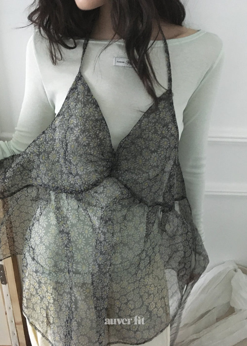 Auver_Fit - Korean Women Fashion - #momslook - Daisy Ribbon Sleeveless - 3