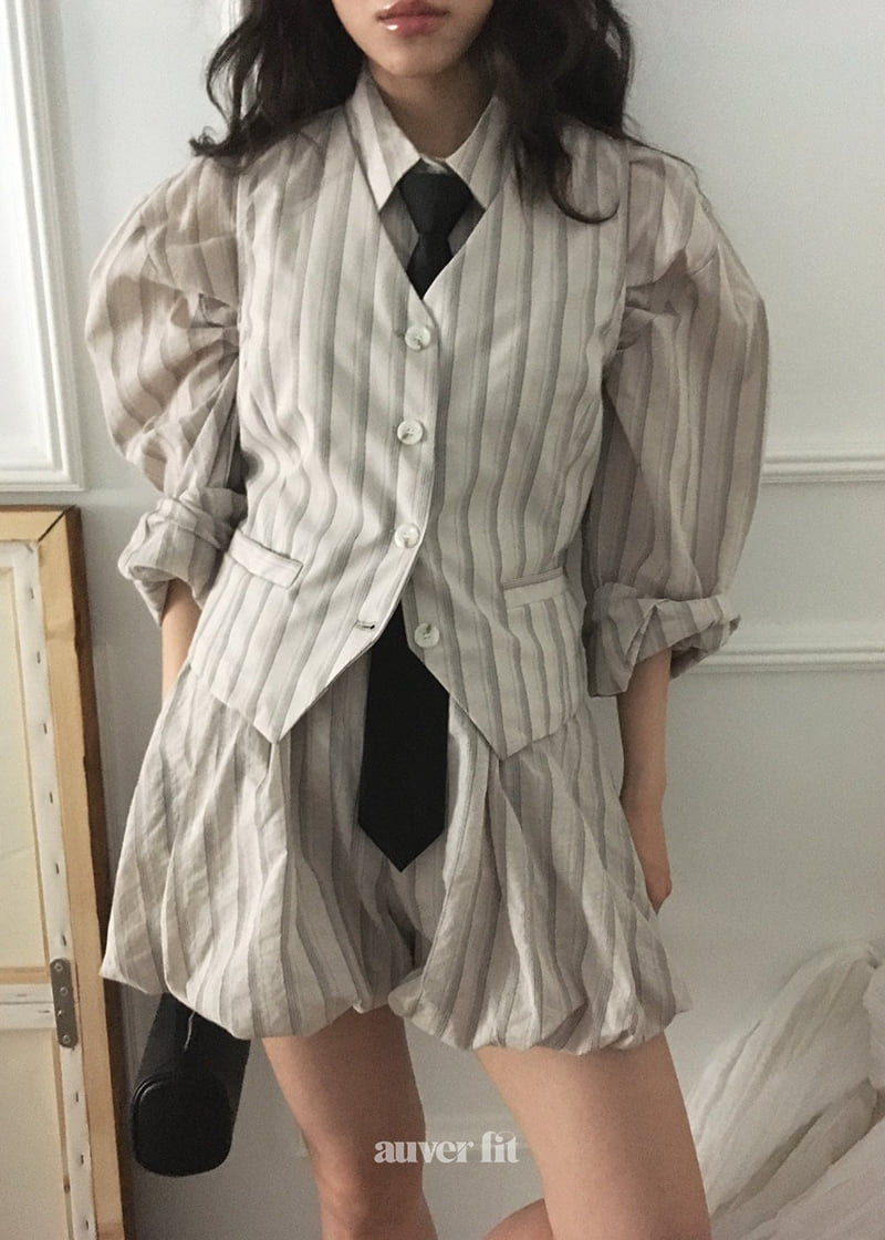 Auver_Fit - Korean Women Fashion - #momslook - Striped Slim Vest - 10