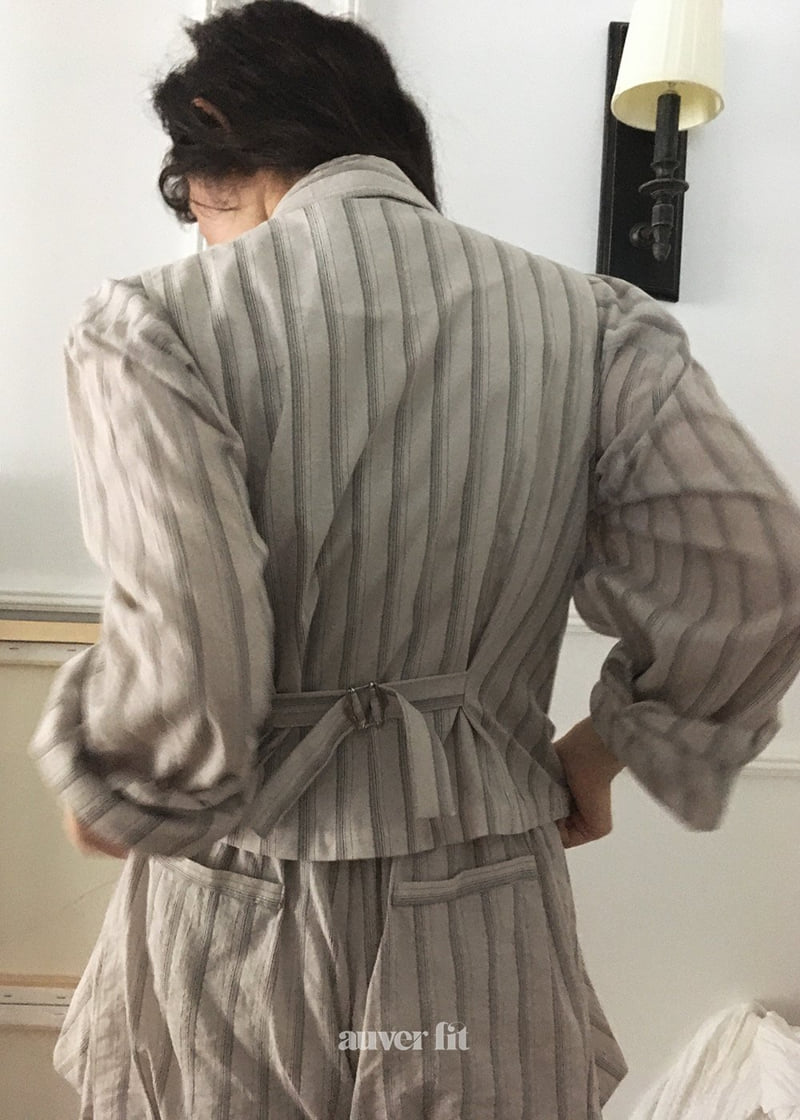 Auver_Fit - Korean Women Fashion - #momslook - Striped Slim Vest - 11