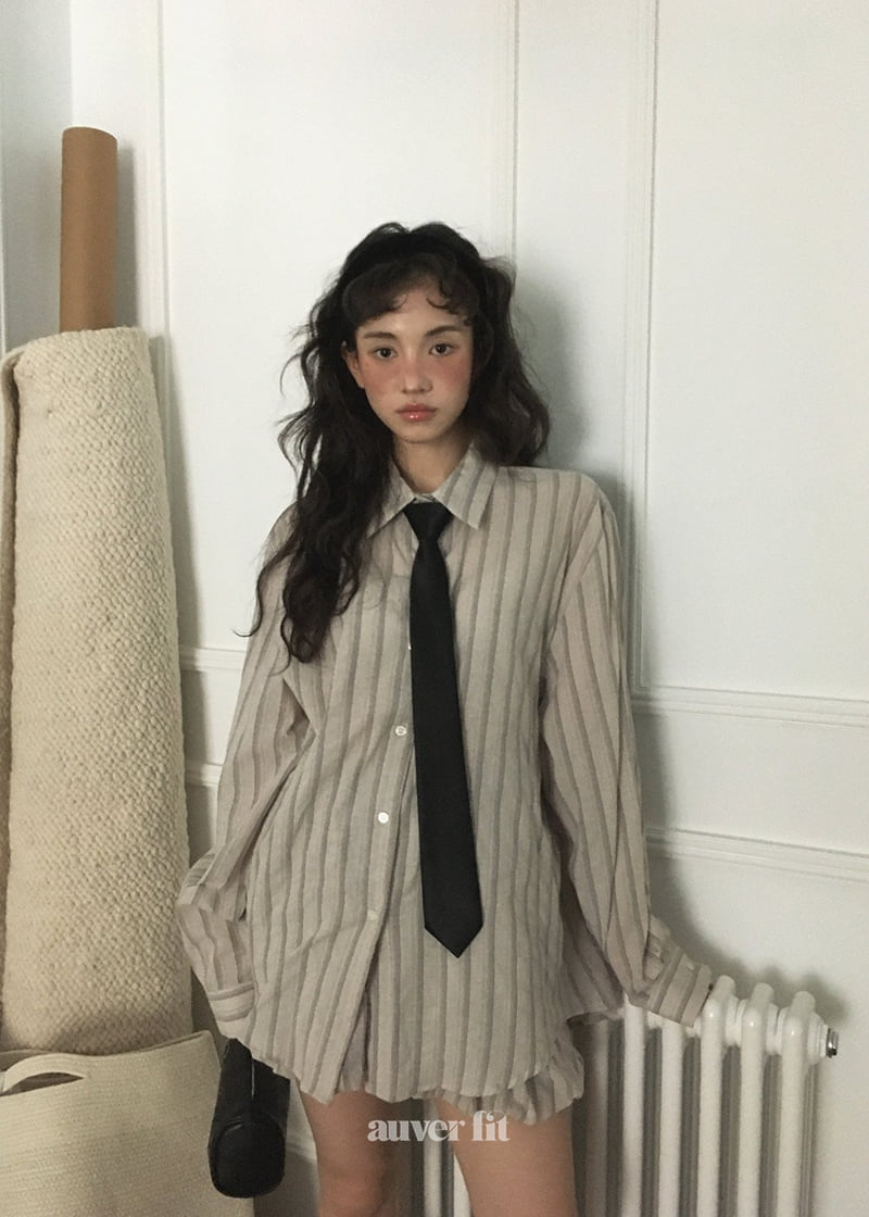 Auver_Fit - Korean Women Fashion - #momslook - Striped Normal Shirt - 10