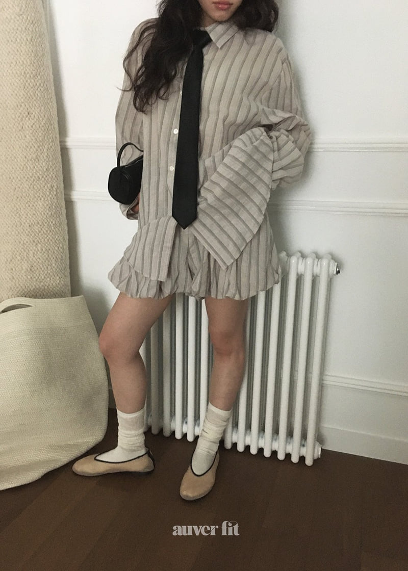 Auver_Fit - Korean Women Fashion - #momslook - Striped Normal Shirt - 9