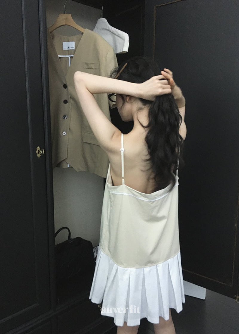 Auver_Fit - Korean Women Fashion - #momslook - Ribbon Pleated Sleeveless - 9