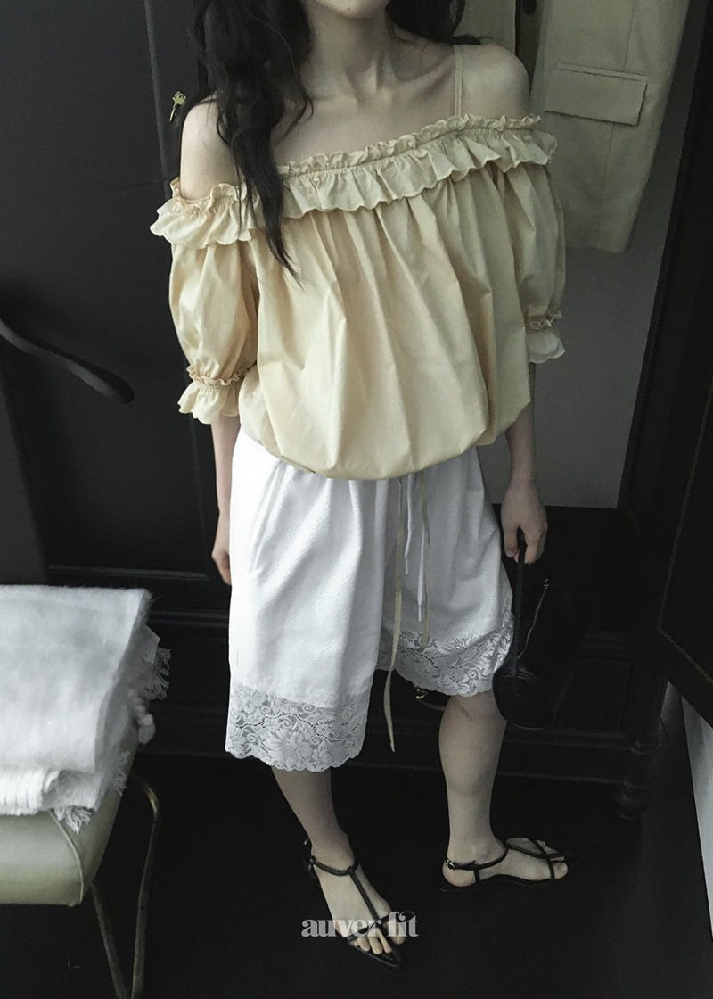 Auver_Fit - Korean Women Fashion - #momslook - Wave Off-Shoulder Blouse - 6