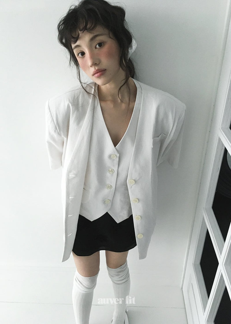 Auver_Fit - Korean Women Fashion - #pursuepretty - Linen No-Collar Short Jacket - 11